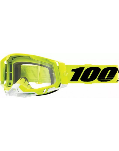 100% Racecraft 2 Fluo yellow čírym sklom