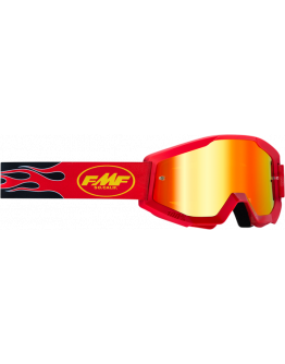 Okuliare 100% FMF POWERCORE Flame red so zrkadlovým sklom