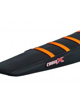 Poťah sedadla CrossX stripes KTM SX/SXF/XCF 11-15, XC-EXC-EXCF 12-16 čierna/čierna/oranžová