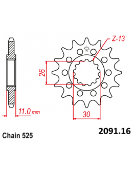 Vývodové koliečko YAMAHA FZ8/TDM900/MT09/MT07 16.zubové
