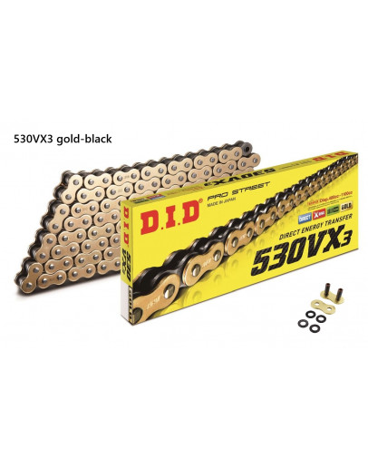 Reťaz DID 530 VX3 gold-black 120čl.